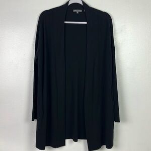 Vince Women’s Medium 100% Cashmere Black Open Front Pockets Long‎ Cardigan